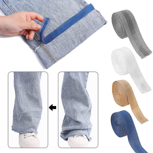 Pants Edge Shorten Self-Adhesive Tape for Trousers Legs Edge Shortening Tape Paste Hem Iron on Pants Jeans Clothes Length Adjust