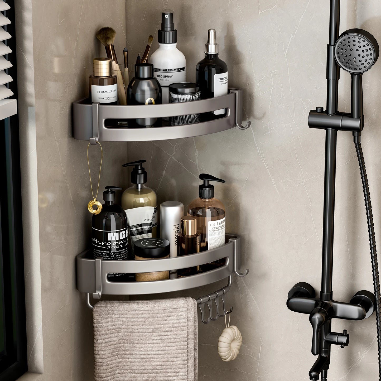 Shelf No Drilling Aluminum Above The Toilet Wall Mounted Bathroom Organizer Shampoo Storage Rack Bathroom Kitchen Accessories