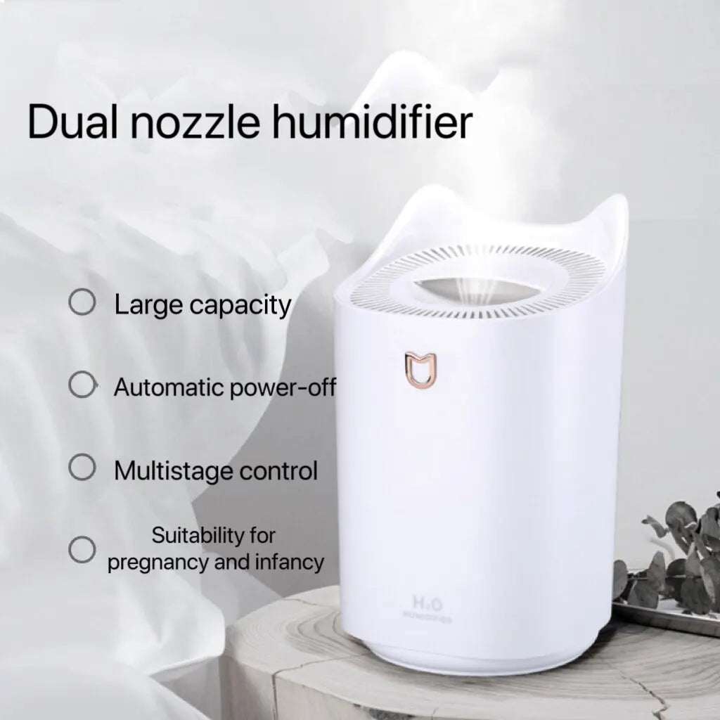 Humidificador de aire de doble chorro, atomizador de gran capacidad, difusor de Aroma ultrasónico, máquina de niebla, purificador de aire, 3000Ml