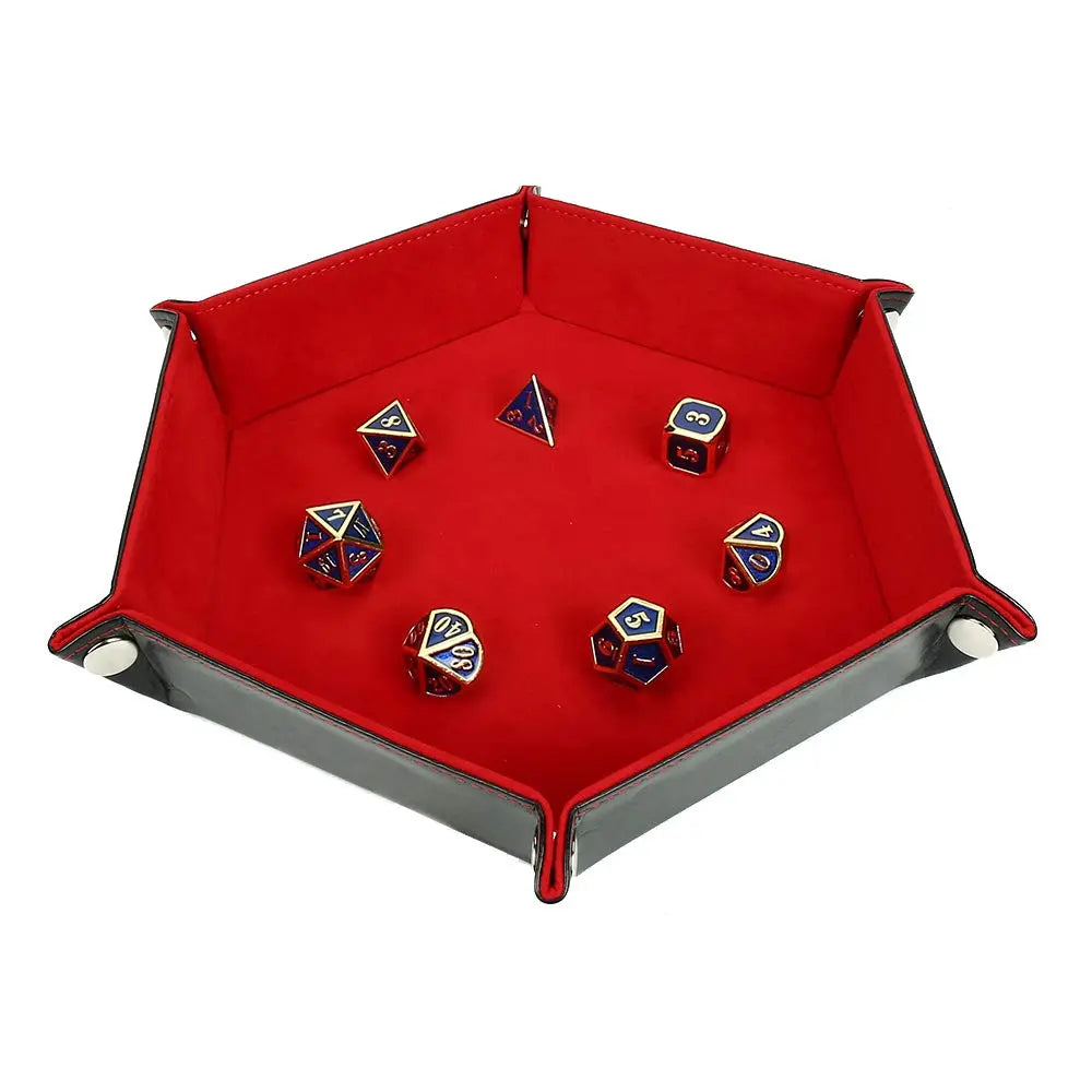 Plateau de rangement de jeu de dés hexagonaux pliant et roulant, support de tapis en cuir et velours PU, Double face épais, fournitures de bureau, outils de rangement