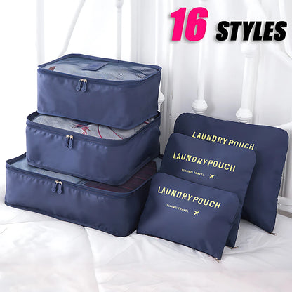 Organizador de viaje de gran tamaño, 6 piezas, maleta portátil, organizador de ropa, zapatos, bolsa de maquillaje, organizador de equipaje, bolsa de almacenamiento de viaje