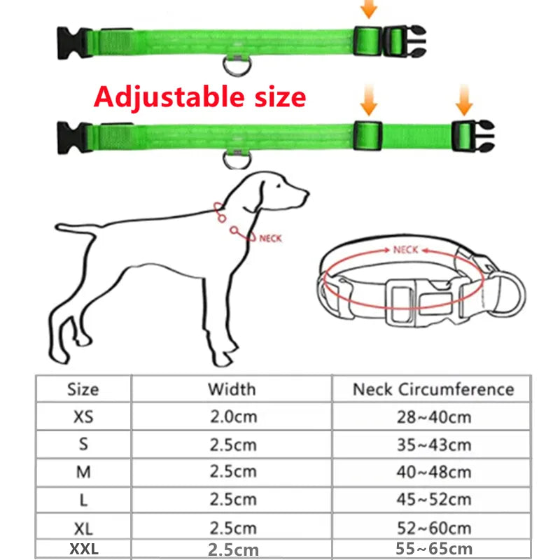 Collar de perro LED brillante, Collar luminoso recargable intermitente ajustable, arnés de luz nocturna antipérdida para perros pequeños, productos para mascotas