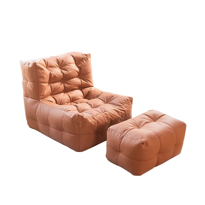 MOMO No-lavado Tech tela Waffle Lazy Sofa Bean Bag Tatami sala de estar balcón silla individual para adultos sofá informal suave antiincrustante