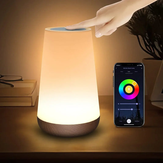 Lámpara de noche Xiaomi para dormitorio, mesita de noche, luz recargable por Usb, RGB, lámpara de mesa con Control remoto, táctil regulable para habitación de niños