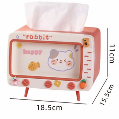 Support de boîte à mouchoirs multifonction, mignon, carré pour la maison, Kawaii, décor de bureau, boîte à mouchoirs Tv, étui rose, support de téléphone, organisateur de rangement