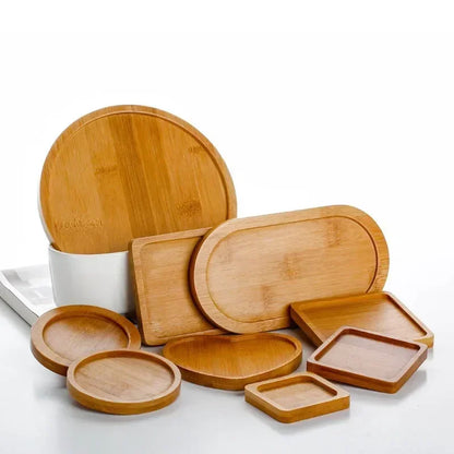 Plateau multi-bambou, soucoupe en bois, Pot de fleur, plateau de tasse, dessous de verre, assiette décorative de cuisine, dessous de verre créatif, tapis de tasse à café