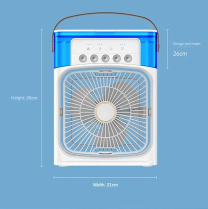 Humidificador portátil, ventilador de aire acondicionado, Enfriador de aire pequeño para el hogar, hidrorefrigeración, ajuste de aire portátil para oficina, ventilador de 3 velocidades