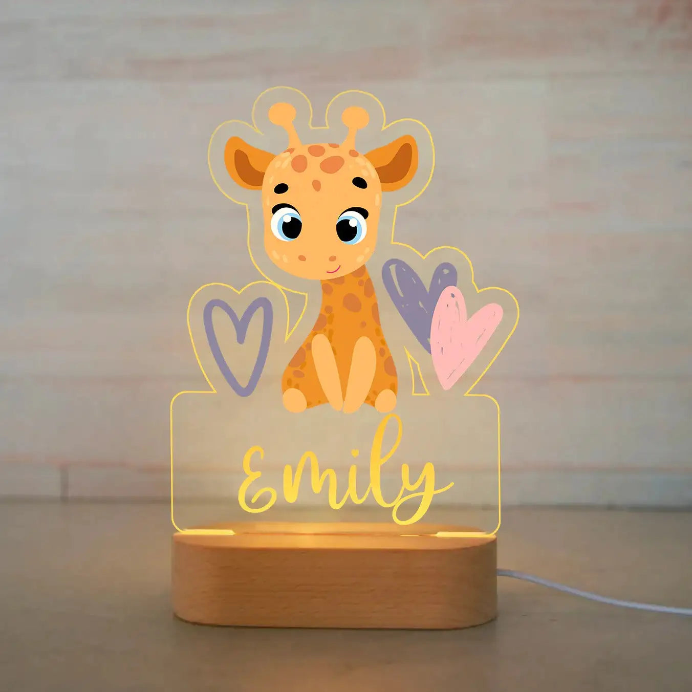 Luz nocturna de animales personalizada para niños, lámpara acrílica con nombre personalizado para bebés, dormitorio, decoración del hogar, regalo de cumpleaños y Navidad