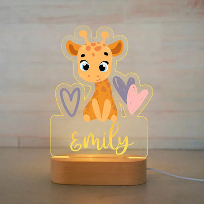 Veilleuse personnalisée en forme d'animal pour enfants, lampe en acrylique avec nom personnalisé, pour chambre d'enfant, décoration de la maison, cadeau d'anniversaire et de noël