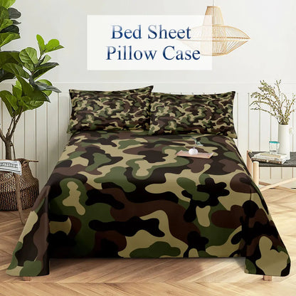 Camouflage Bed Sheet Set Bedding Linens Pillow Cases Queen King Double Size 220x240 Leopard for Bedroom Soft Twin Full Single