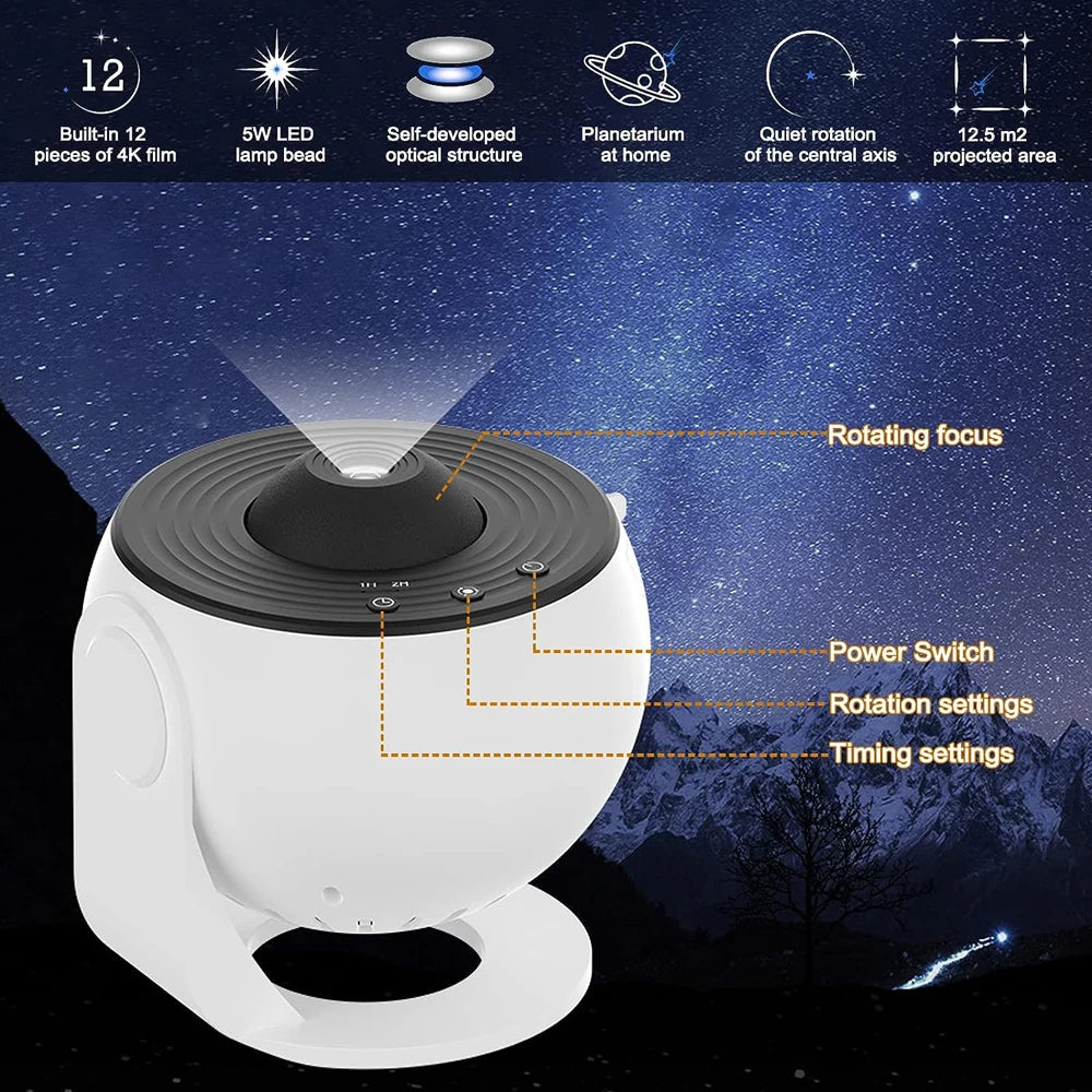 Star Projector Galaxy Light Starry Sky Projector 360° Rotate Planetarium Night Light Lamp For Kids Bedroom Valentines Day Gift