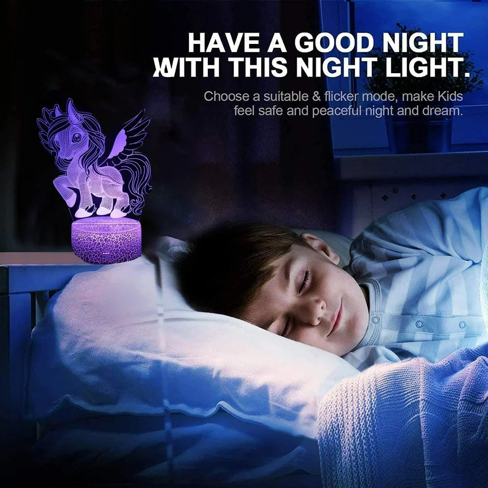 Nighdn Unicornio Luz Nocturna para Niños Ilusión 3D Lámpara Unicornio Regalos De Cumpleaños para Niñas Decoración De Dormitorio Lámpara LED De Luz Nocturna