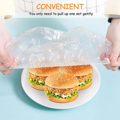 100 pièces couvercle alimentaire jetable film plastique couvercles alimentaires élastiques pour bols à fruits tasses bouchons stockage cuisine frais conservation sac économiseur