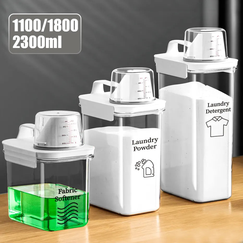 Dispensador de detergente para ropa recargable, tanque vacío para suavizante en polvo, contenedor de almacenamiento de lejía con etiquetas, 1100/1800/2300Ml