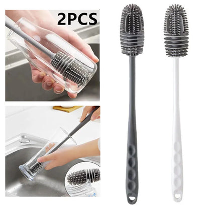 Brosse de nettoyage de bouteilles de lait en Silicone, brosse de nettoyage de bouteilles d'eau à Long manche, brosse de nettoyage de tasses en verre, outils de nettoyage de cuisine