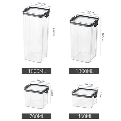 Juegos de 460-1800ml, tarro sellado de cocina apilable, caja de almacenamiento de alimentos de plástico, botella de tanque multigrano, contenedores de almacenamiento de té de frutas secas