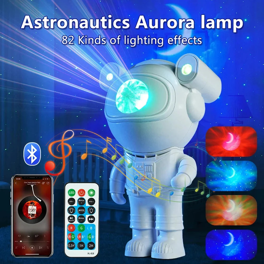 Bluetooth Starry Sky Moon Star Galaxy Projector Night Light Astronaut Nebula Galaxy Lighting Night Lamp for Children Gifts