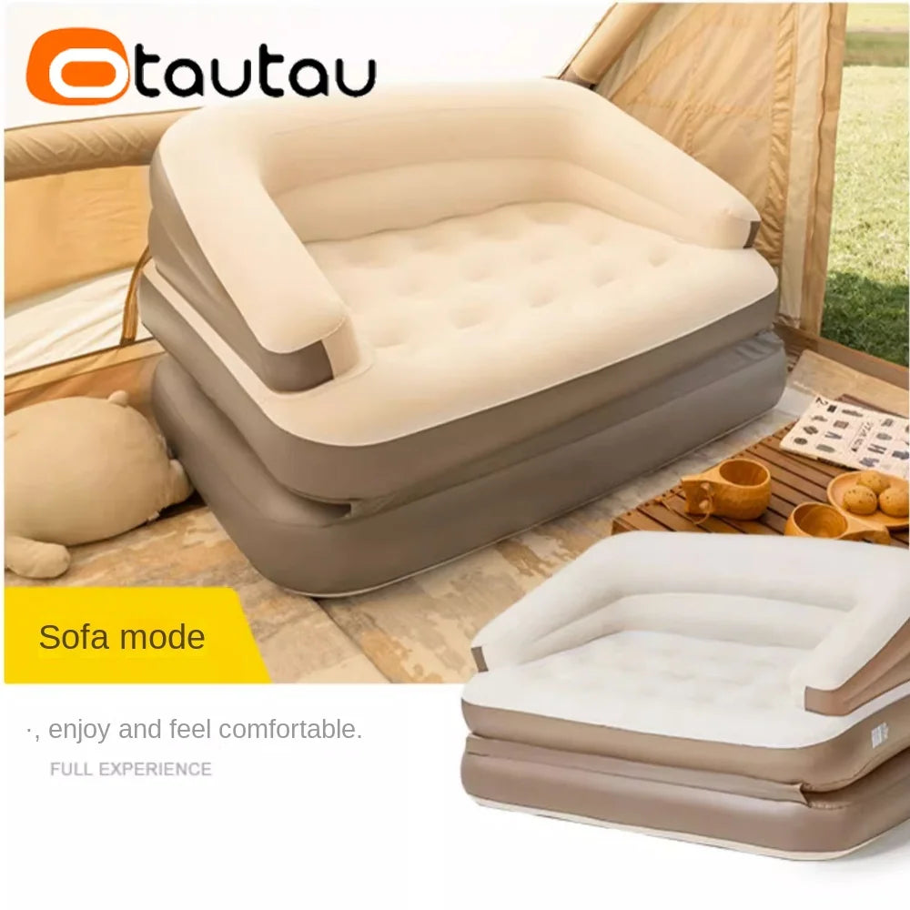 OTAUTAU 2-seat Folding Inflatable Sofa Bed Portable Camping Mattress Chaise Lounge Recliner Outdoor Furniture SF102