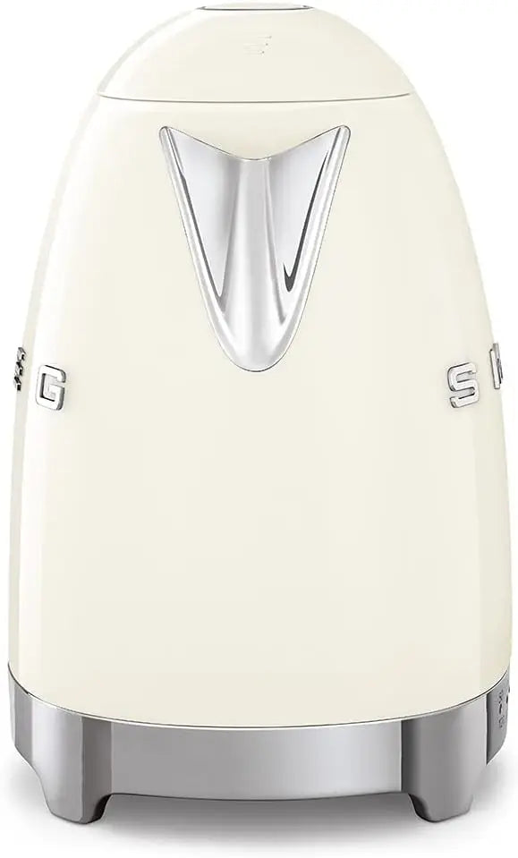 Bouilloire rétro à température variable en acier inoxydable crème Smeg des années 50