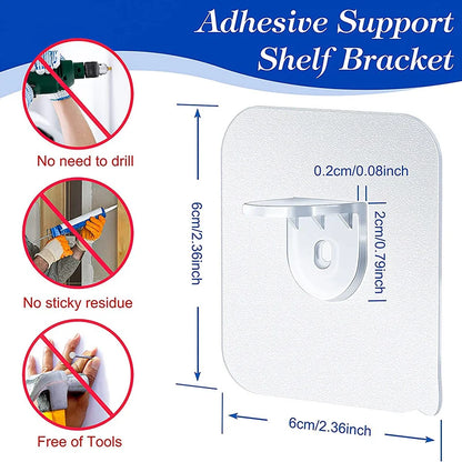 4/10Pcs Adhesive Support Shelf Bracket Non-Perforated Wardrobe Strong Partition Layer Fixed Paste Hook Home Kitchen Accessories