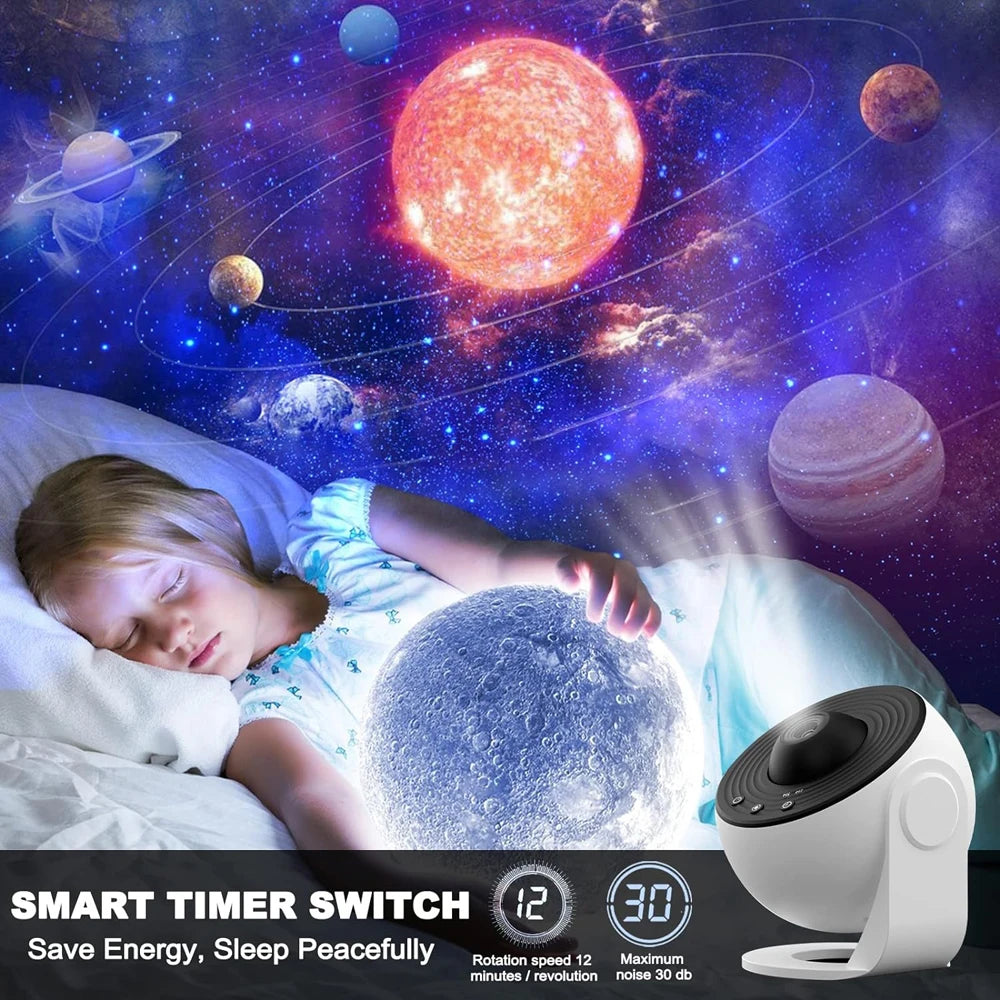 Proyector de estrellas, luz de galaxia, cielo estrellado, lámpara de luz nocturna planetario giratoria de 360 ​​° para dormitorio de niños, regalo del Día de San Valentín