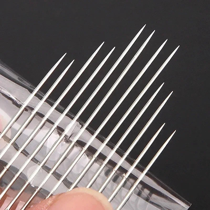 12Pcs Side Hole Blind Sewing Needles Stainless Steel Elderly Self Threading Needles 3 Sizes Stitching Pin DIY Hand Sewing Needle