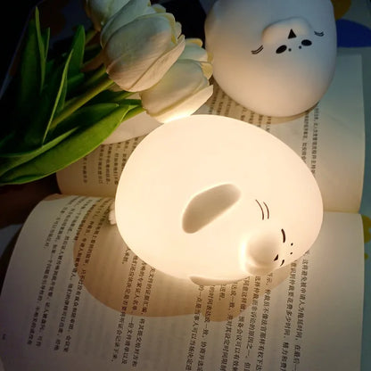 Cute Seal Silicone Small LED Night Light Bedside Living Room Bedroom Eye Protection Night Light Children's Day Gift Usb Light