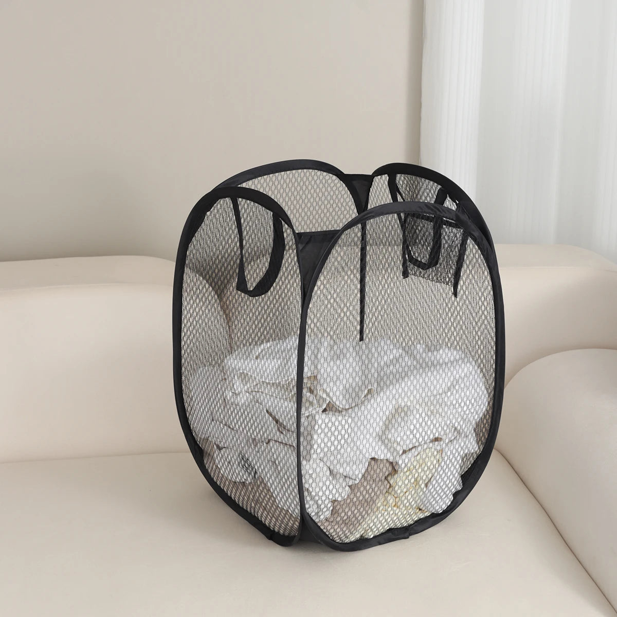 Panier à linge pliant, organisateur pour vêtements sales, sac de rangement en maille pour vêtements de salle de bain, panier mural suspendu, seau à cadre