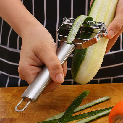 Pelador de verduras de cocina, cepillo de melón de acero inoxidable, pelador de doble cabezal, pelador de frutas y verduras multifunción para el hogar