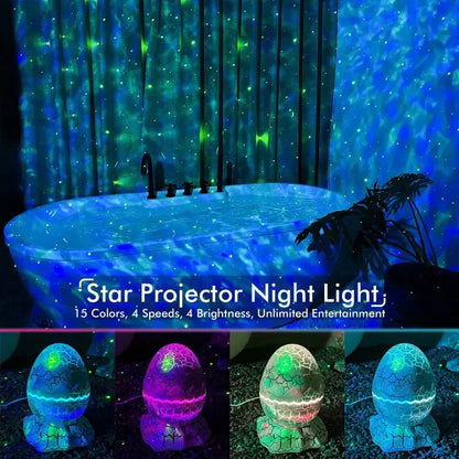 Lampe LED nébuleuse pour enfants, projecteur de galaxie, coquille d'œuf de dinosaure, ciel étoilé, veilleuse, haut-parleur Bluetooth