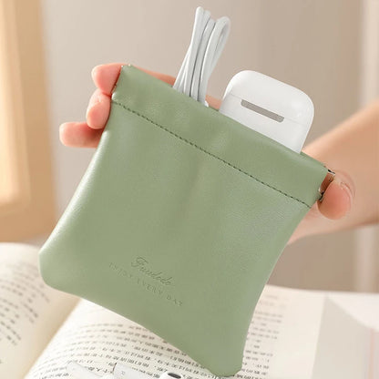 Portable PU Earphone Wire Bag Cosmetics Lipsticks Holder Case Coin Cards Pouch Travel Jewelry Sundries Organizer Pouch Mini Bag