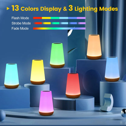 Luz LED de noche cambiante de 13 colores, lámpara regulable táctil con Control remoto RGB, lámpara de noche portátil para mesa, lámpara de noche recargable por USB