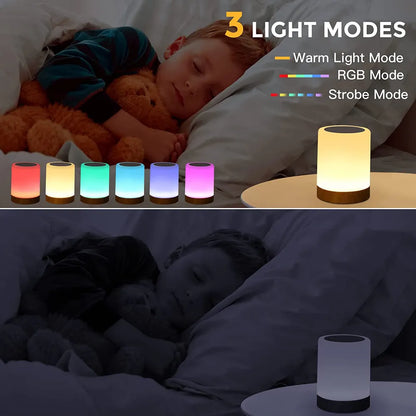 Touch Lamp LED Table Lamp Bedside Lamp RGB Table Lamp Bedroom Lamp with Touch Sensor Portable Desk Lamp RGB Light for Kids Gifts