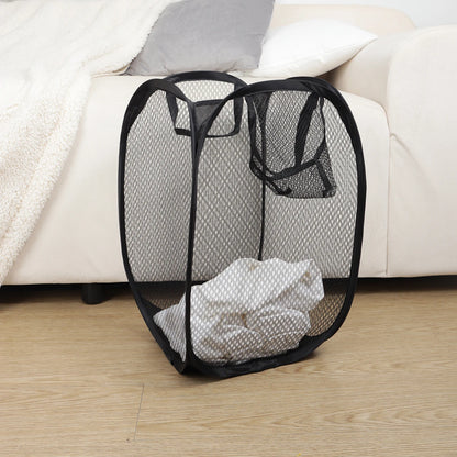 Folding Laundry Basket Organizer for Dirty Clothes Bathroom Clothes Mesh Storage Bag Household Wall Hanging Basket Frame Bucket