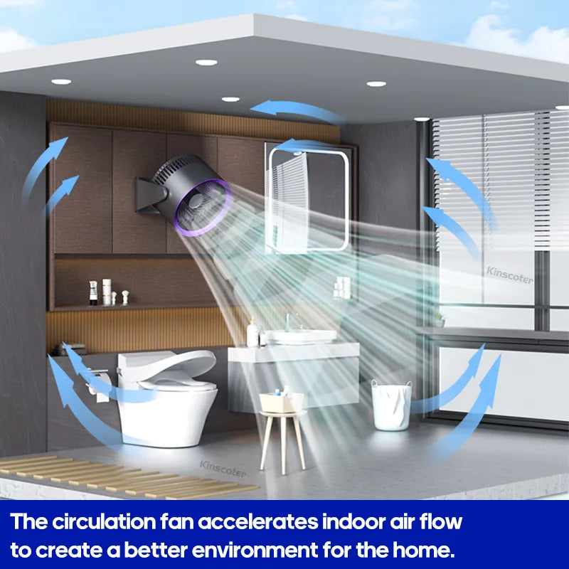 KINSCOTER-ventilador eléctrico multifuncional, circulador inalámbrico portátil para el hogar, ventilador silencioso para escritorio, ventilador de techo y pared, Enfriador de aire