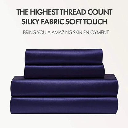 Ensemble de draps de lit en tissu satiné haut de gamme, ensemble de linge de lit de luxe de qualité A, solide et soyeux, housse de lit King Size