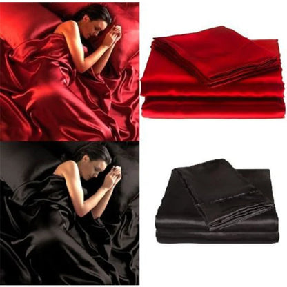 3/4 Pcs Set Solid Color Simulated Silk Satin Color Home Textile Fashion Ladies Soft Twin Queen King Silk Bed Sheet Suit Gifts