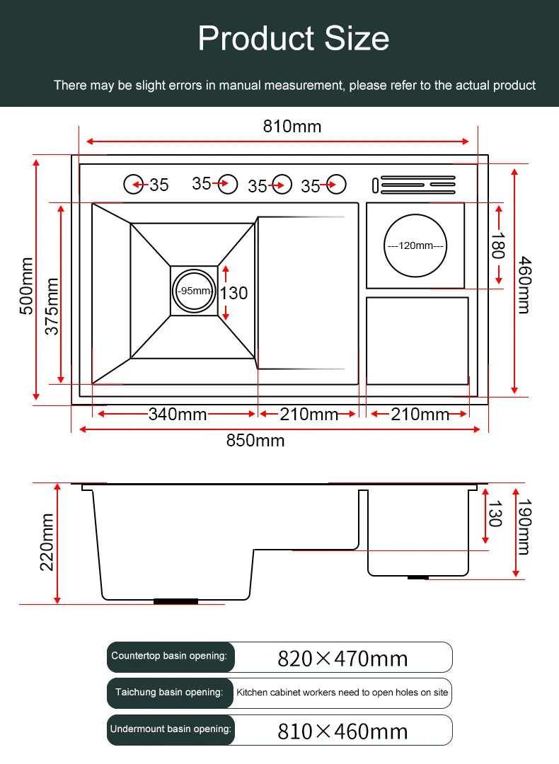 Lavabo de Nano taza, fregadero grande de cocina de una sola ranura, escalera Manual, lavabo multifuncional, cubo de basura Alto y Bajo con soporte para cuchillos