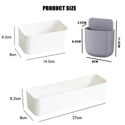 Caja de almacenamiento montada en la pared, soporte de Control remoto para cosméticos, estante de baño, estante de pared, estuche de almacenamiento adhesivo, suministros organizadores para el hogar