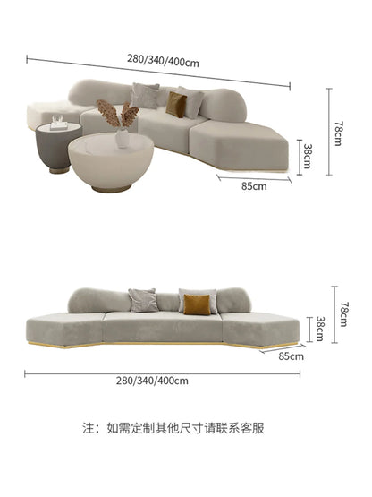 Fabric Combination Sofa Size Apartment Living Room Luxury Villa Hotel Reception Furniture