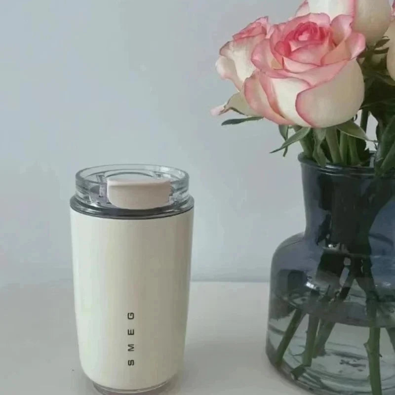 Bouteille de Sport de tasse en verre thermique d'acier inoxydable isolée par café chaud Original de SMEG avec le Thermos blanc d'eau de compartiment