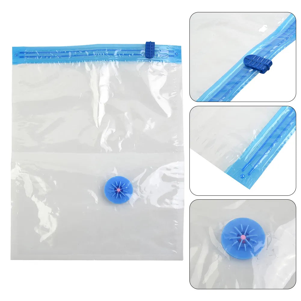 Vacuum Storage Bags With Valve Transparent Folding Compressed Space Saving Travel Seal Packet Organizers For Towel Cloth Blanket