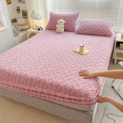 Bonenjoy – drap de lit en peluche pour l'hiver, couvre-lit chaud, taille Queen/King, polaire de corail, drap-housse épais, 180x200cm