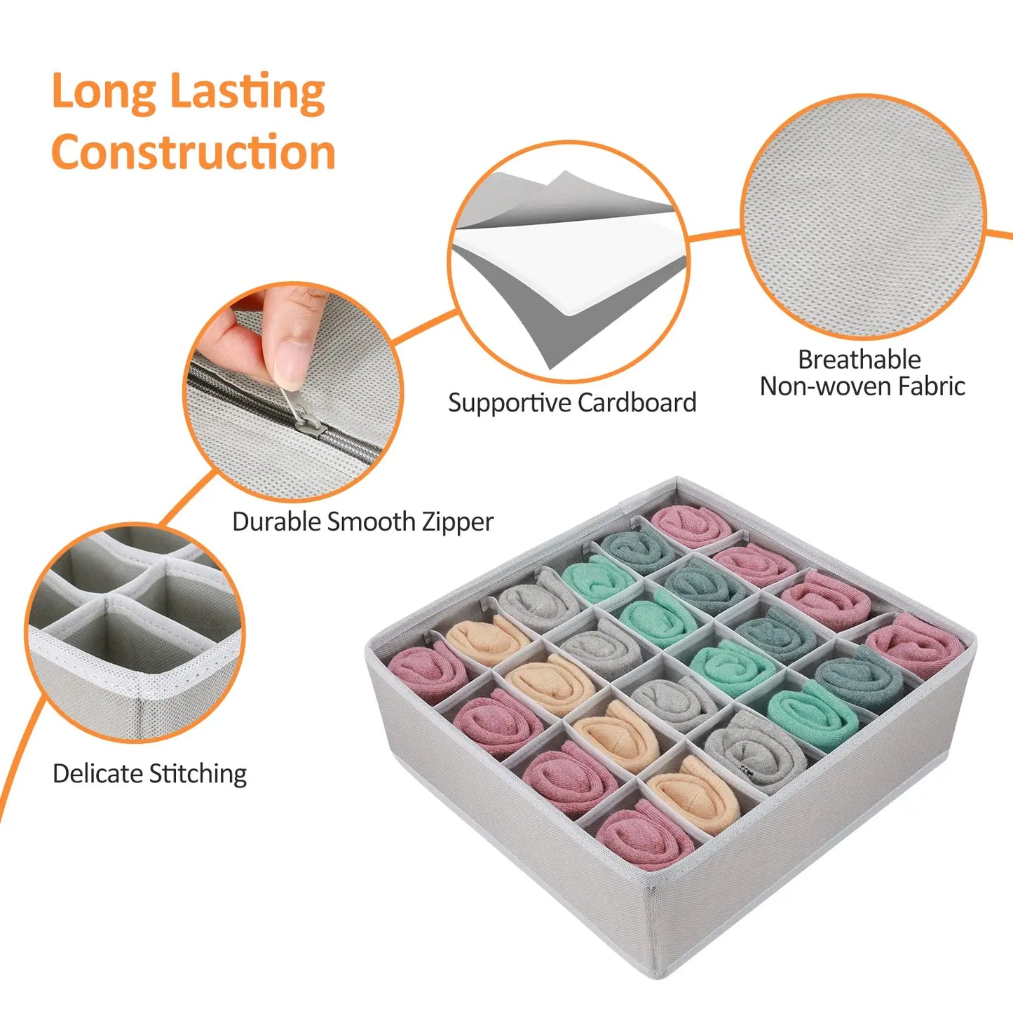 24 Lattice Non Woven Socks Briefs Underwear Storage Box Collapsible Belt Ties Organizers Box Wardrobe Cabinet Divider Boxes