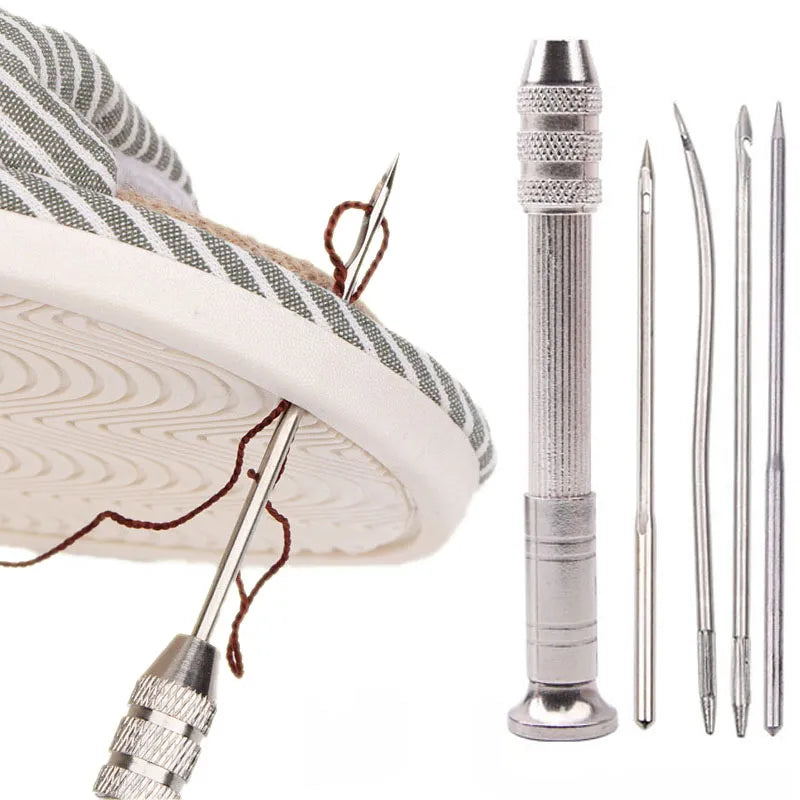 Ensemble de poinçons de couture en cuir, Kit d'outils de réparation de chaussures multifonctionnelles remplaçables, aiguilles de couture, bricolage, artisanat du cuir