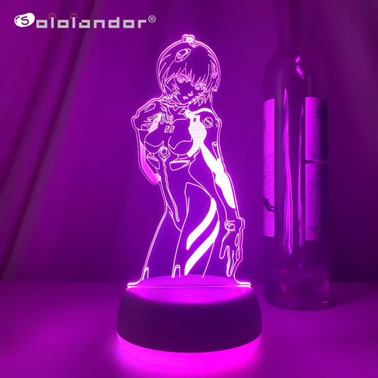 Lámpara Led 3d de Anime EVA para dormitorio, luz nocturna decorativa, regalo de cumpleaños, luz nocturna Led acrílica, figura de Ayanami Rei, envío directo