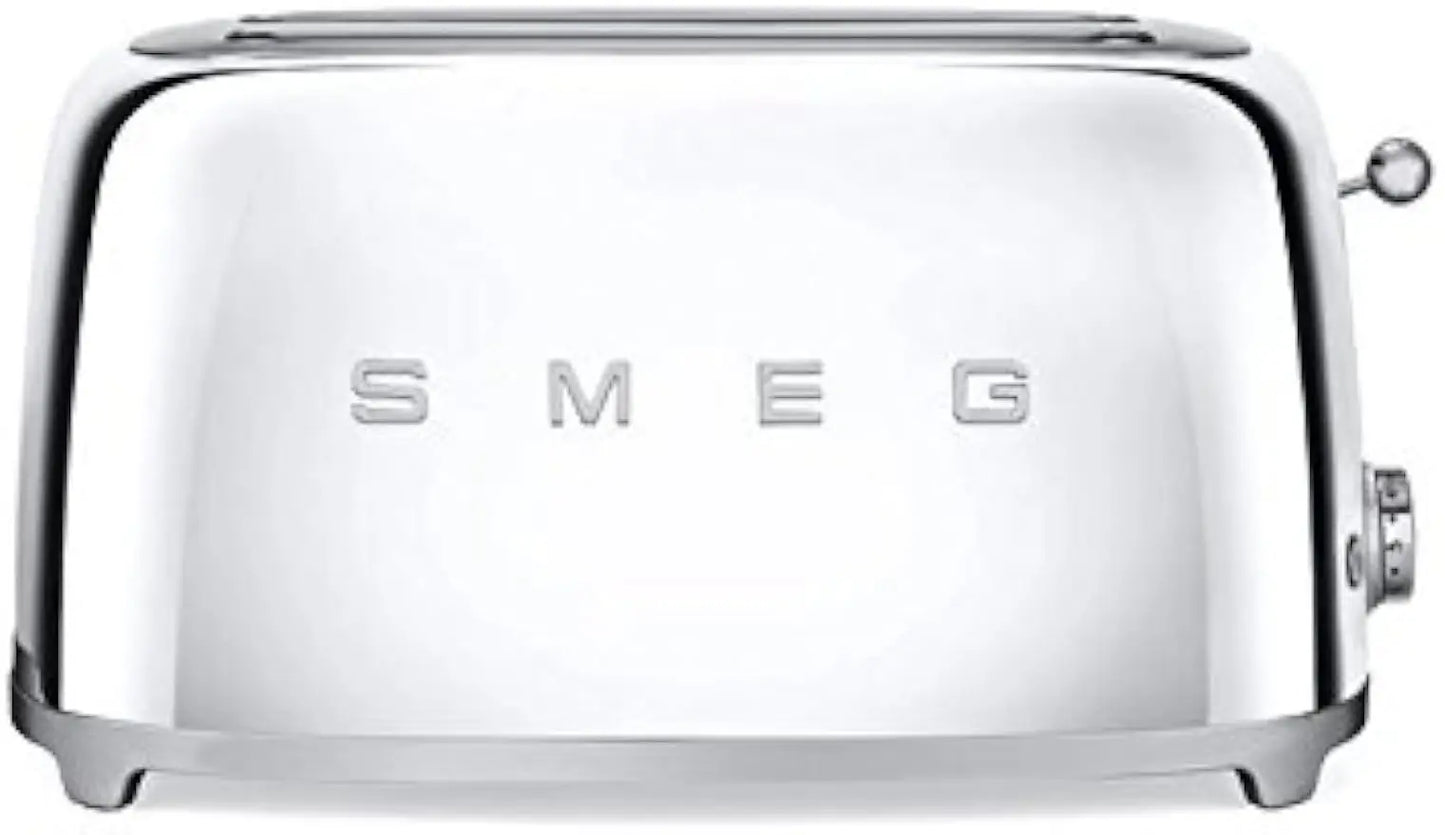 Smeg TSF02SSUS Tostadora de 4 rebanadas estética estilo retro años 50, cromada