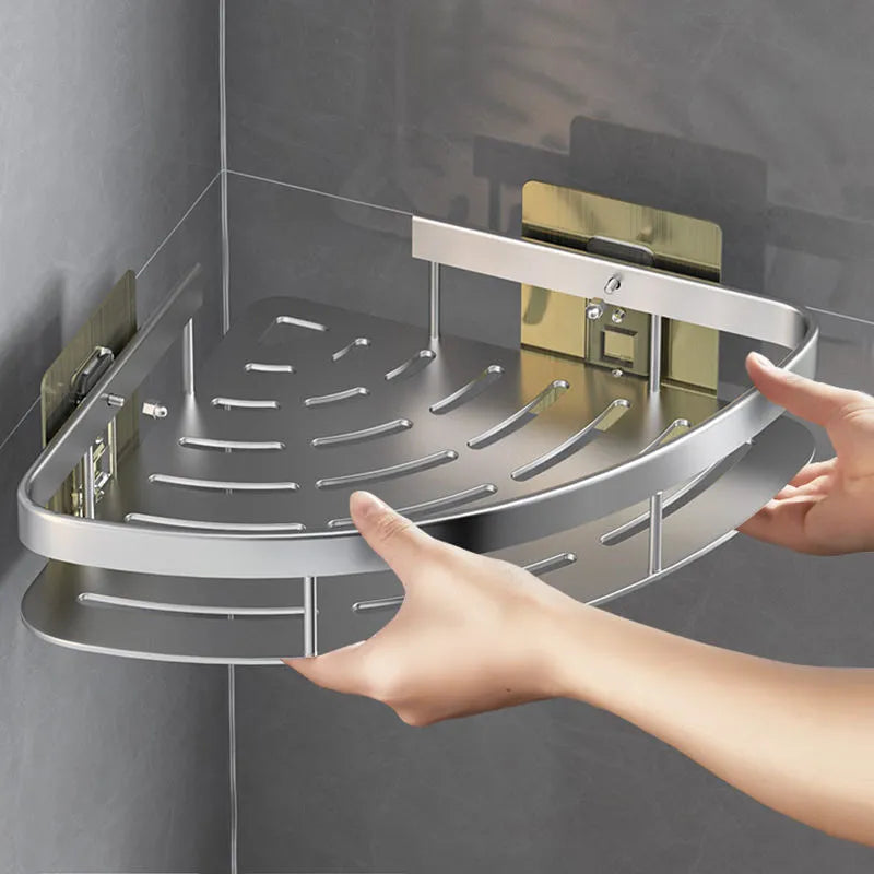 Estante de baño, organizador de almacenamiento de cocina, estante para champú de aleación de aluminio, estante de ducha, accesorios de baño, estante sin taladro