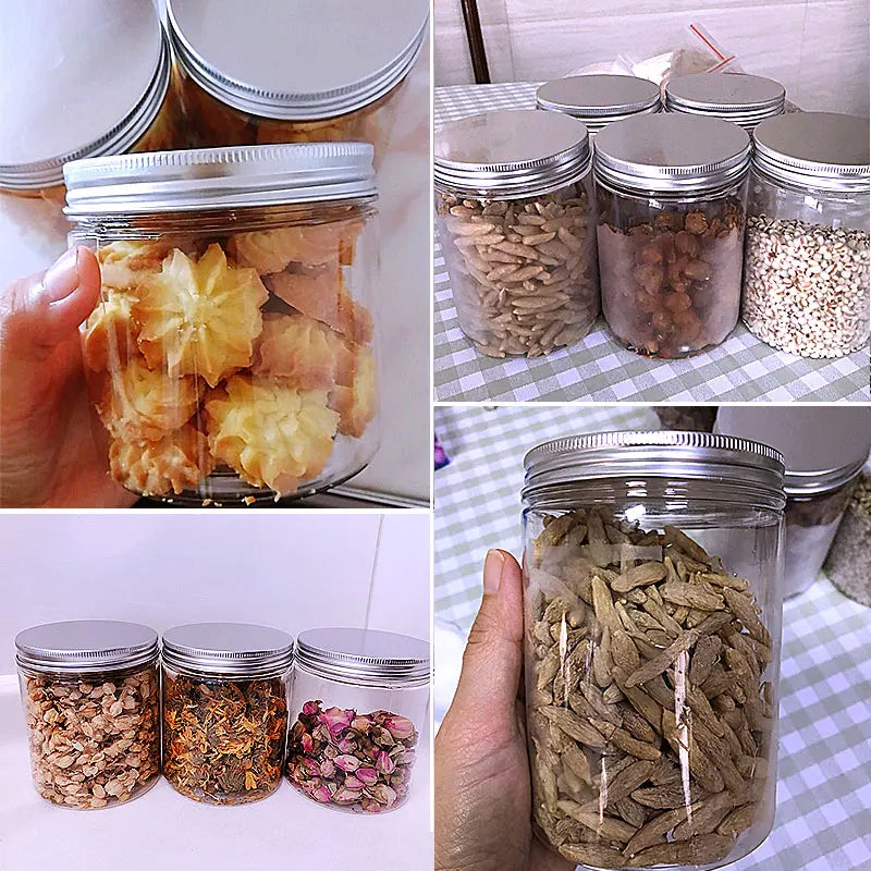 20Pcs 30/50/60/80/120/150ml Storage Jars With Lids Aluminum Round Canister Empty Plastic Cosmetic Jars Food Travel Bottle Pot