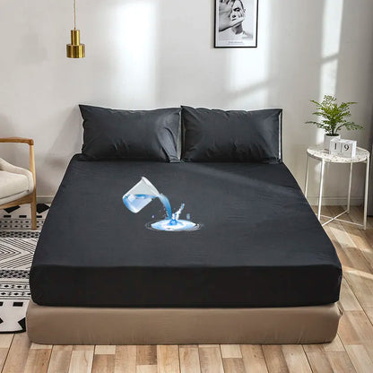 Housse de matelas imperméable, ensemble de draps de protection imperméables avec taie d'oreiller, couvre-lit sur le lit, drap-housse élastique pour Couple